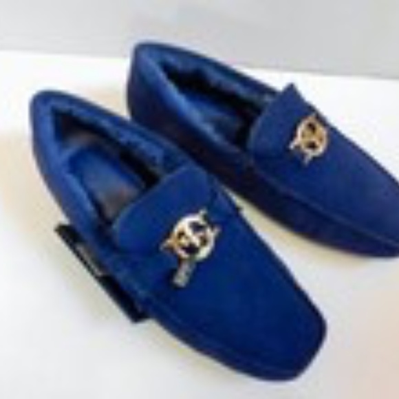 Luxurious OPP Men\'s Slippers Size 8 Navy Blue Lined Driving Shoes NWT France main image 6